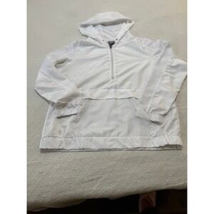 Daisy Fuentes White Athleisure Mesh Panel Hooded Anorak Jacket Women's L